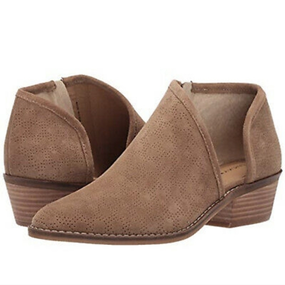 Lucky Brand"Like New" Felixan Ankle Suede Heels Riund Toe Booties sz 8M